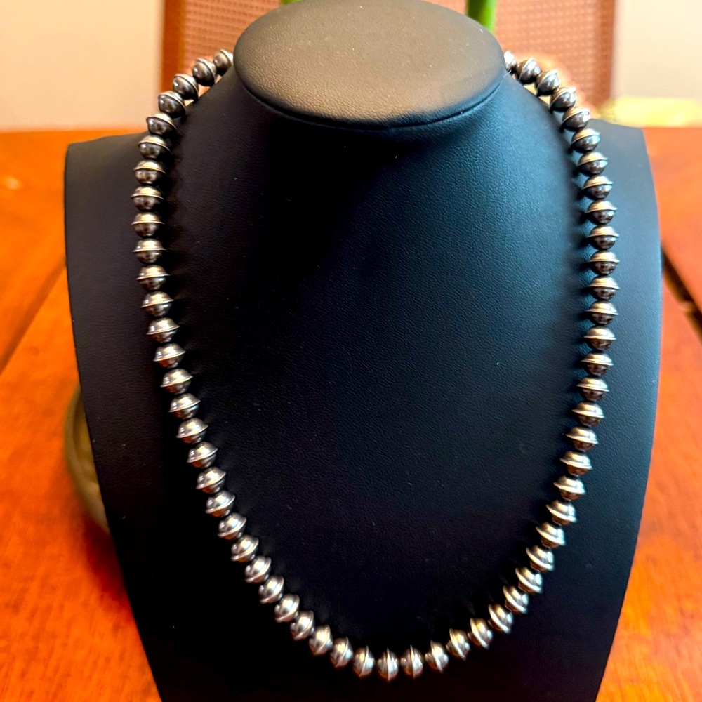 OLD Vintage Native American 925 Bench Bead Necklace 18” Excellent Condition